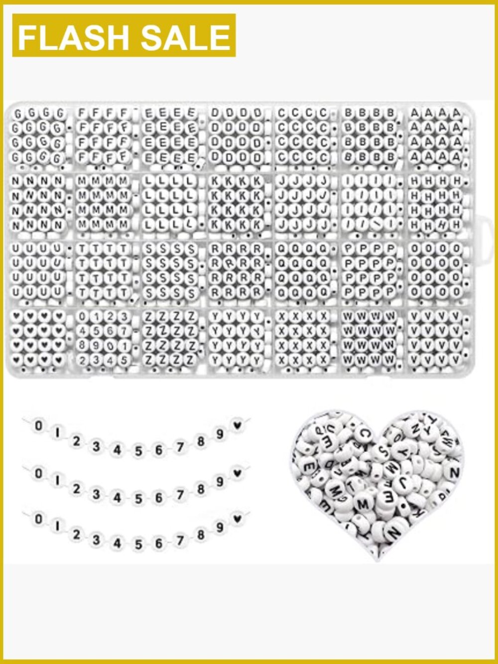 1300+ Letter Beads A-Z Acrylic 4x7mm Round Beads for Bracelet Necklace DIY